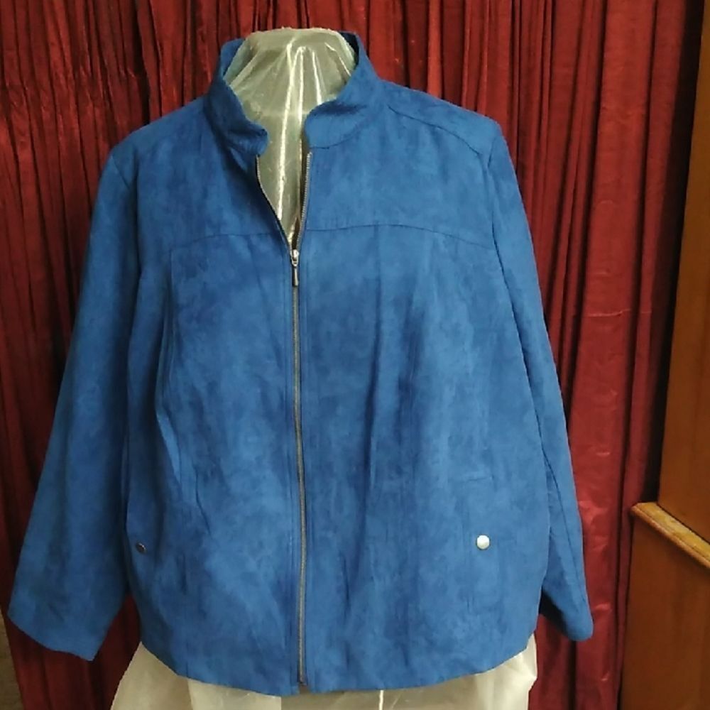 Studio Works Women's 24W Lightweight Zipper Front Two Pockets Lined Blue Jacket